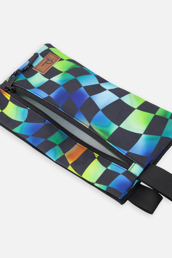 Pencil Case Blue Checkered Print-2