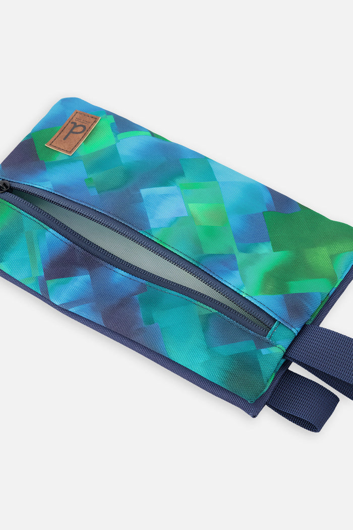 Pencil Case Blue Diamond Print-2