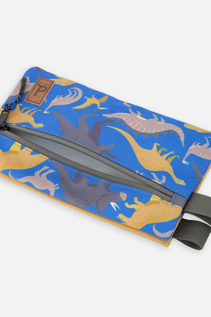 Pencil Case Blue Dinosaur Print-2