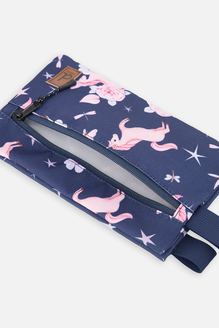Pencil Case Navy Unicorn Print-3