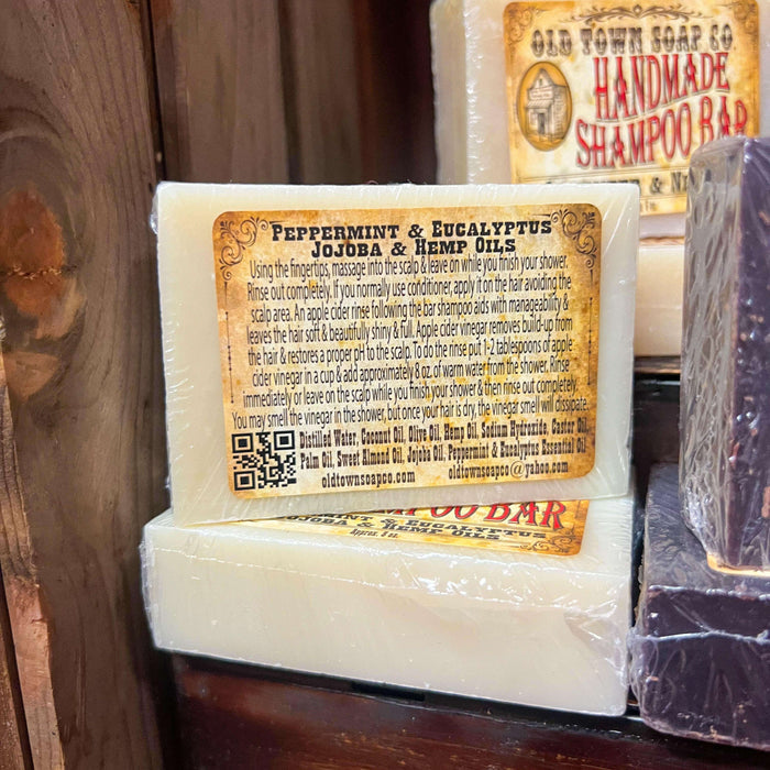 Peppermint Eucalyptus Jojoba & Hemp Seed Oil Shampoo Bar - Old Town Soap Co.