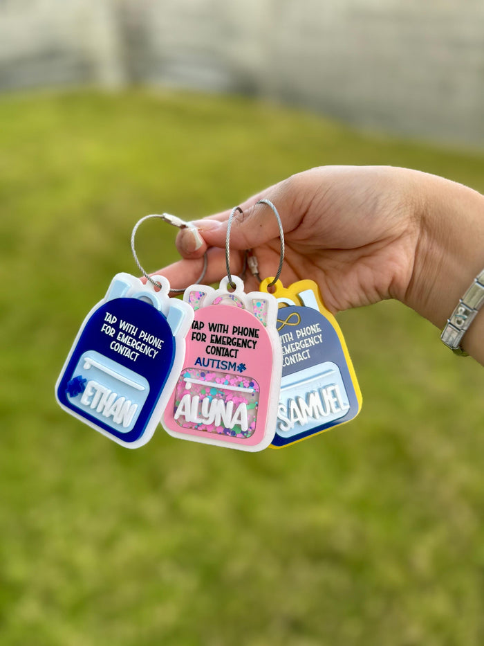 Personalized NFC Autism Safety Tag: Emergency Contact Info, Backpack Tag
