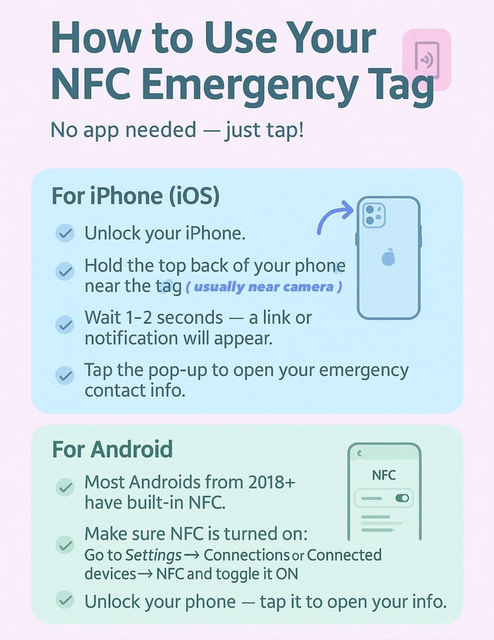 Personalized NFC Autism Safety Tag: Emergency Contact Info, Backpack Tag