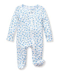 Petite Plume Pointelle Footie in Blue Floral
