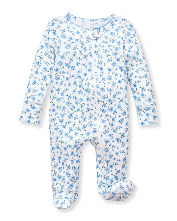 Petite Plume Pointelle Footie in Blue Floral