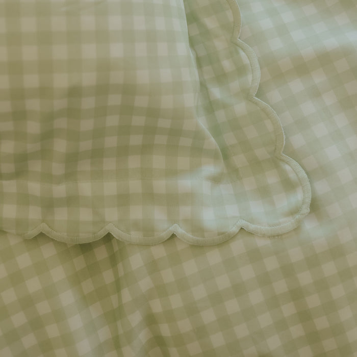 Picnic Gingham Green close up shot of scalloped detail
