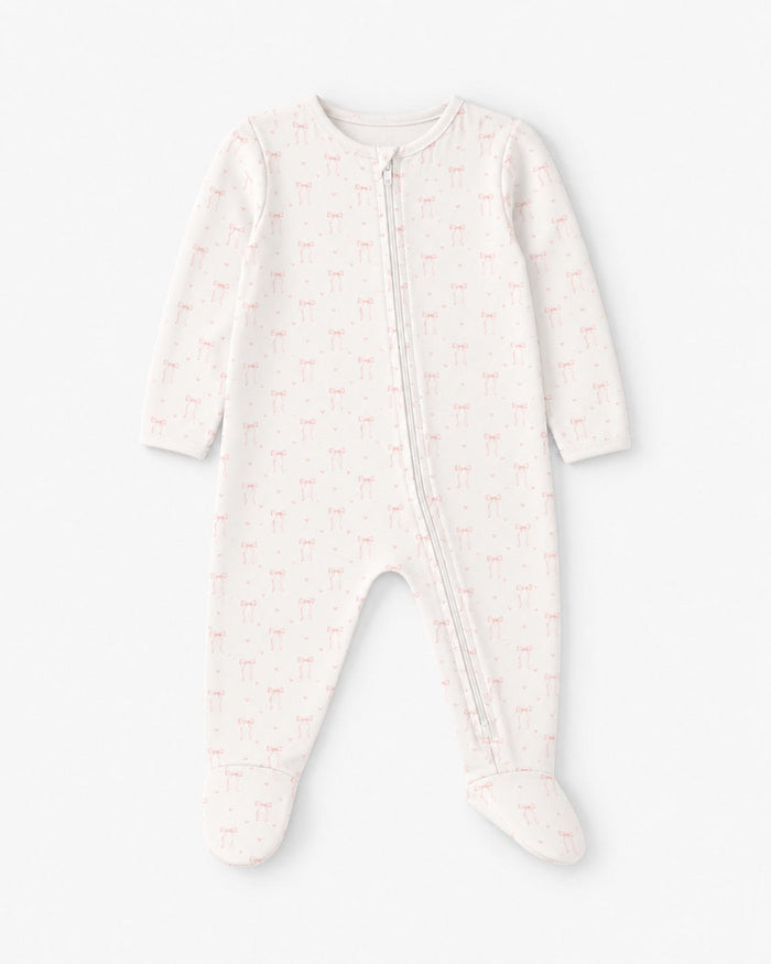 Pimalu Zip Footie in Heart Ribbon