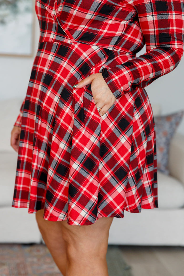 Plaid Long Sleeve Skort Dress