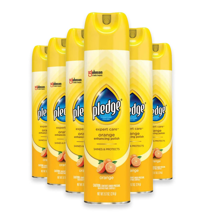 Pledge Orange Furniture Polish Spray, 9.7 oz - 6 Pack