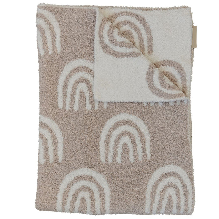 Plush Child/Adult Blanket in Taupe Rainbow- CHILD/ADULT