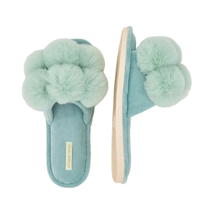 Pom Pom Slippers - Cosy Luxe - Mist Green