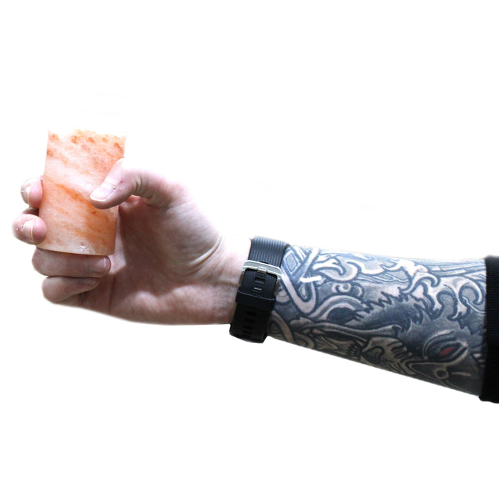 Premium Himalayan Salt Shot Glasses Set of 4 with Wooden Serving Stand