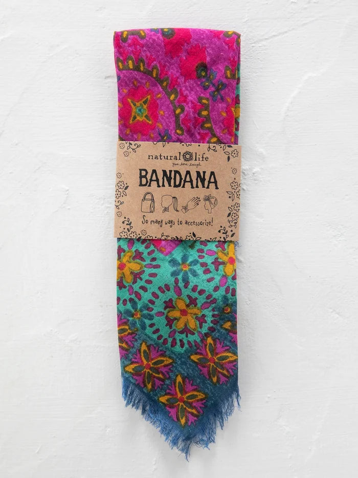Printed Cotton Bandana - Dark Sea Green-view 1