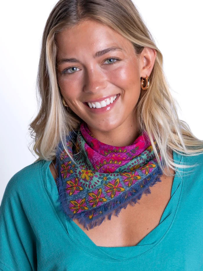 Printed Cotton Bandana - Dark Sea Green-view 3