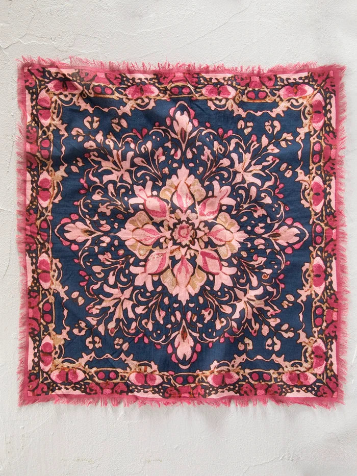 Printed Cotton Bandana - Navy-view 2