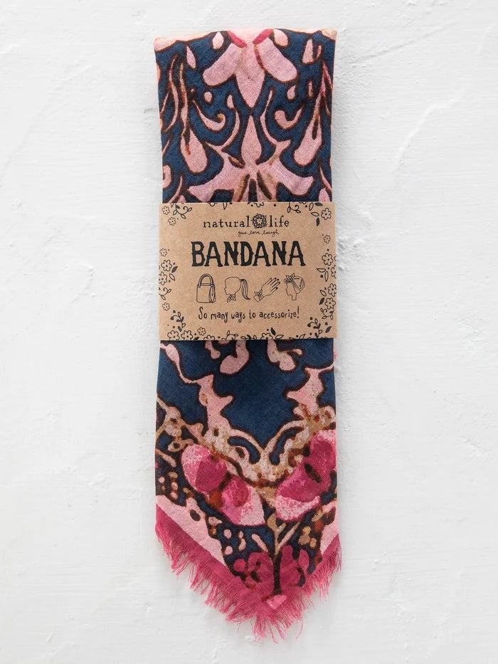 Printed Cotton Bandana - Navy-view 3