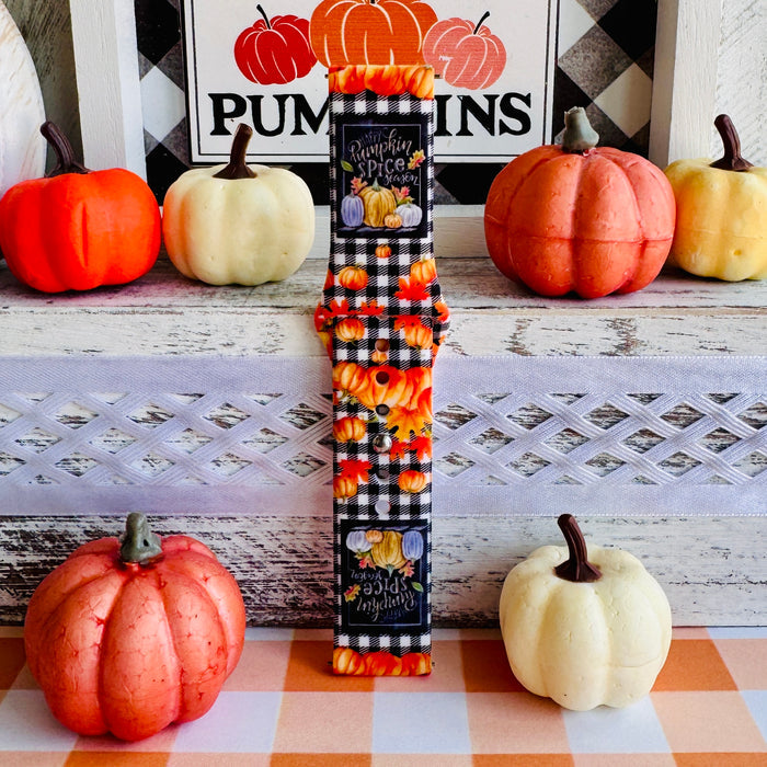 Pumpkin Patch Plaid Print Silicone Band For Samsung Watch