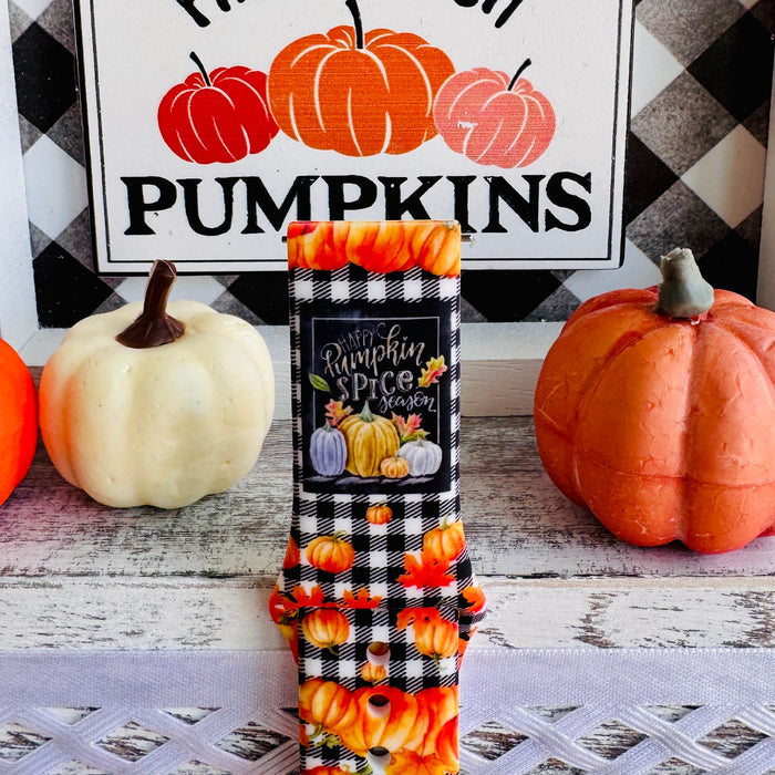 Pumpkin Patch Plaid Print Silicone Band For Samsung Watch
