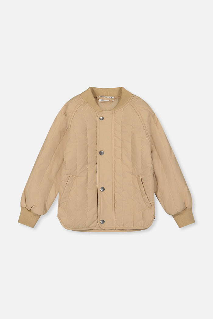 Quilted Raglan Sleeve Jacket Beige-0