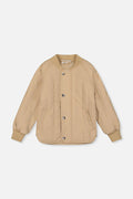 Quilted Raglan Sleeve Jacket Beige-0