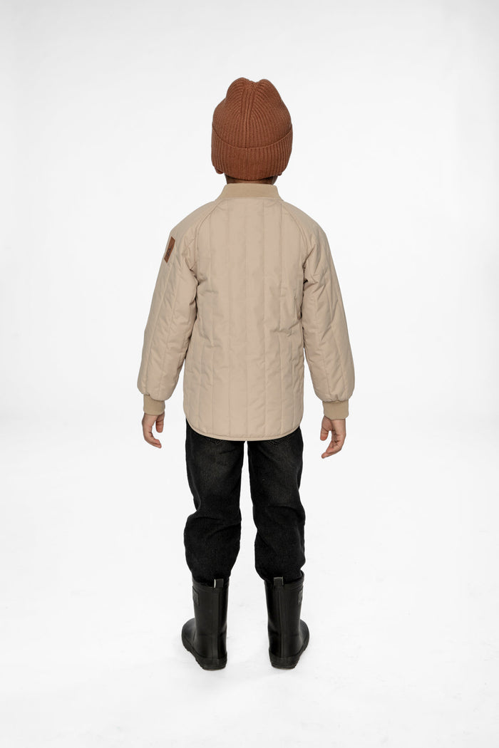 Quilted Raglan Sleeve Jacket Beige-3