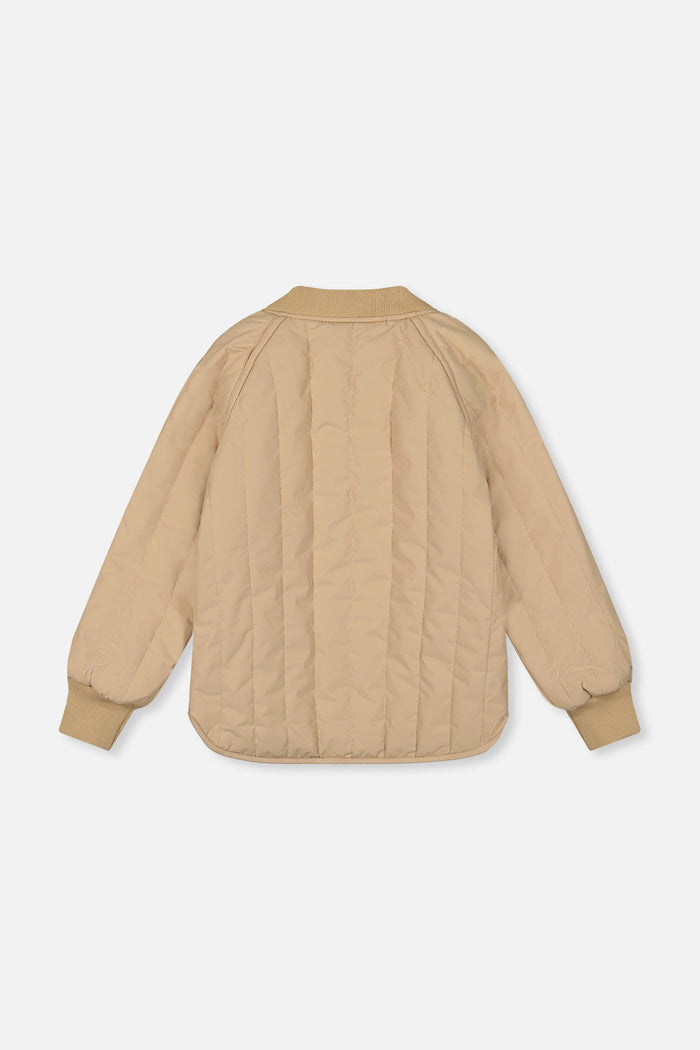 Quilted Raglan Sleeve Jacket Beige-4