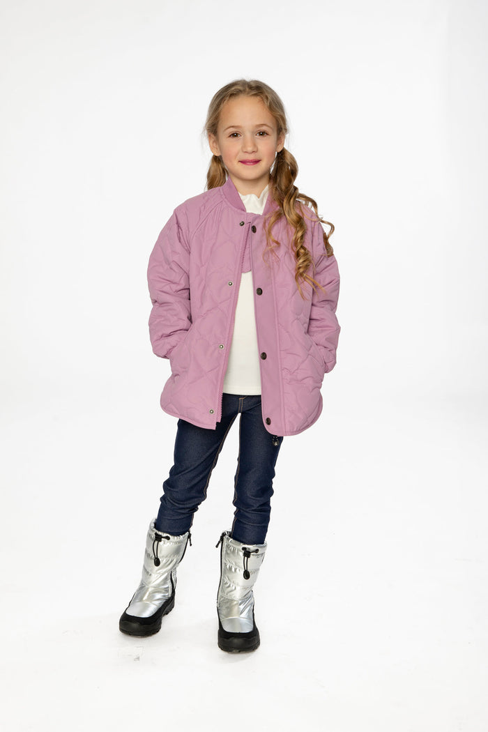Quilted Raglan Sleeve Jacket Mauve Pink-1