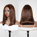glueless short bob wig with natural parting, dark brown #4 color, made with unprocessed virgin hair