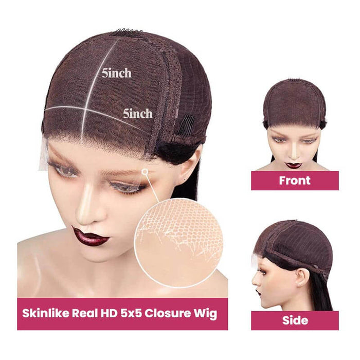 QVR 5x5 HD Lace Closure Wigs Beginner Friendly Straight Glueless Wig Human Hair Wig