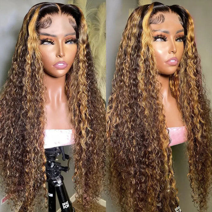 human hair wear and go wigs with #4/27 piano color