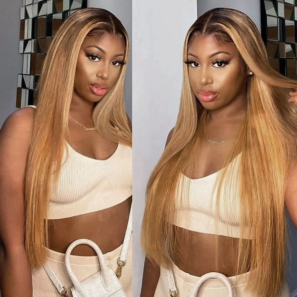 ombre colored straight hair wigs wear and go human hair wigs