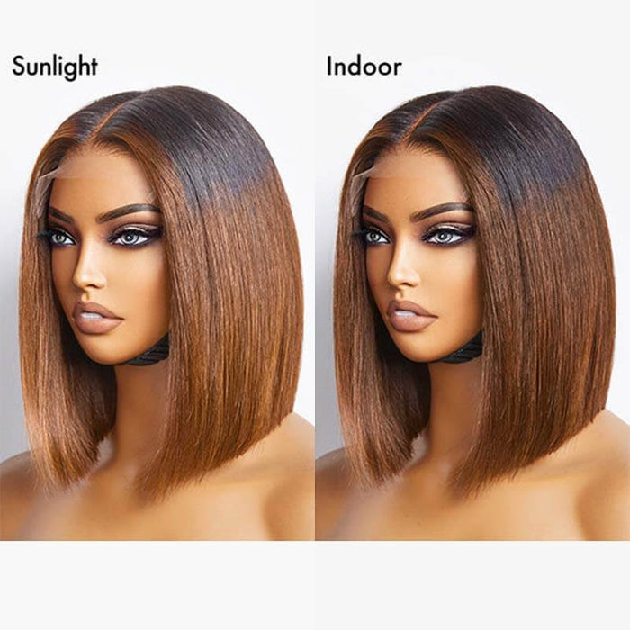 elegant blunt cut bob wigs, glueless lace closure bob wigs for African American women