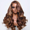 qvr wigs brown body wave with highlights