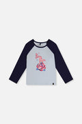 Raglan Organic Cotton T-Shirt Dark And Pale Blue-0