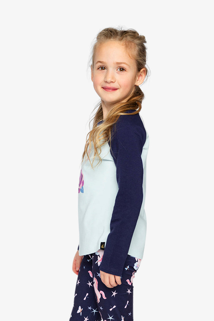 Raglan Organic Cotton T-Shirt Dark And Pale Blue-2