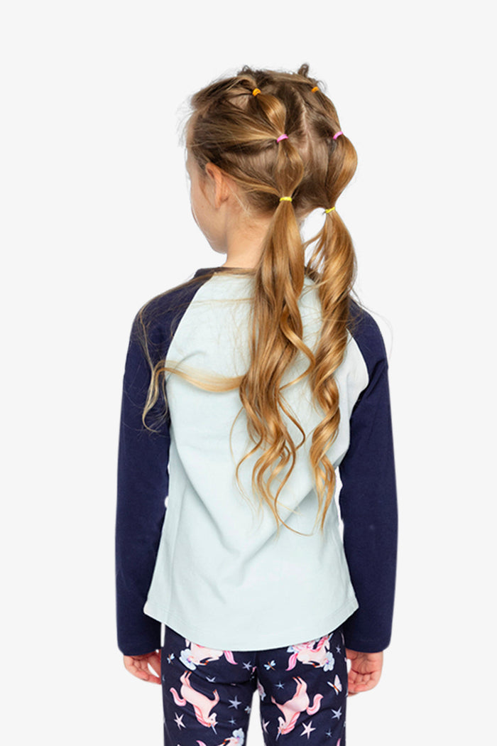 Raglan Organic Cotton T-Shirt Dark And Pale Blue-3