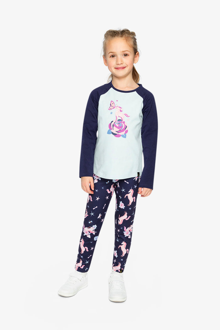 Raglan Organic Cotton T-Shirt Dark And Pale Blue-4