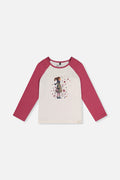 Raglan Organic Cotton T-Shirt Pinkish Violet And White-0