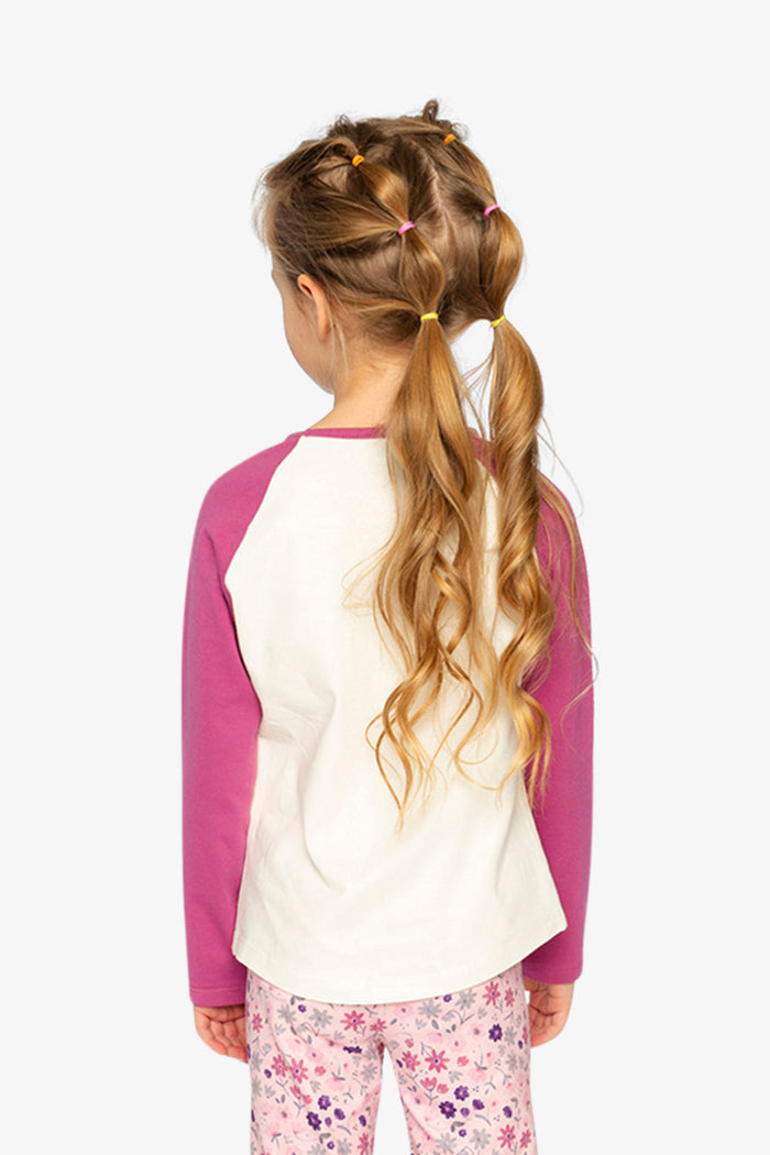 Raglan Organic Cotton T-Shirt Pinkish Violet And White-3