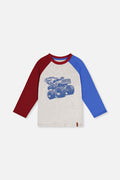Raglan T-Shirt Heather Grey, Red And Blue-0