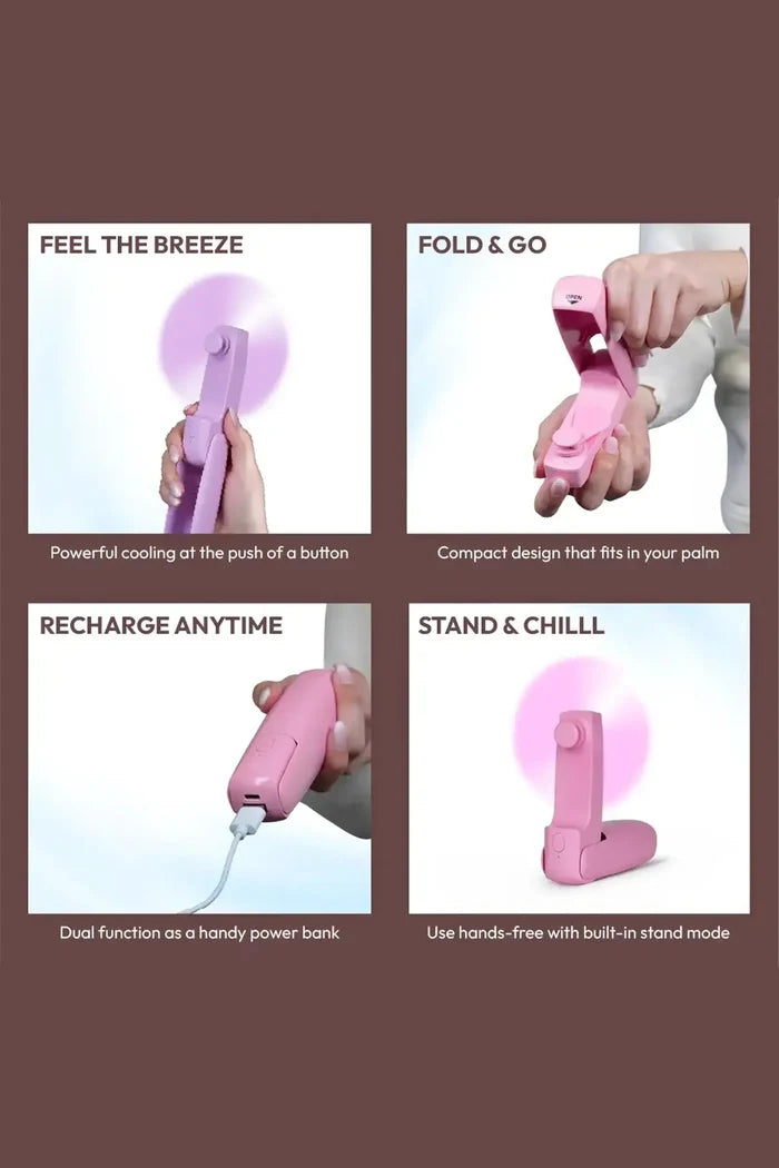 RED 2 IN 1 POCKET BREEZE BEAUTY FAN | Handheld Fan RED BEAUTY