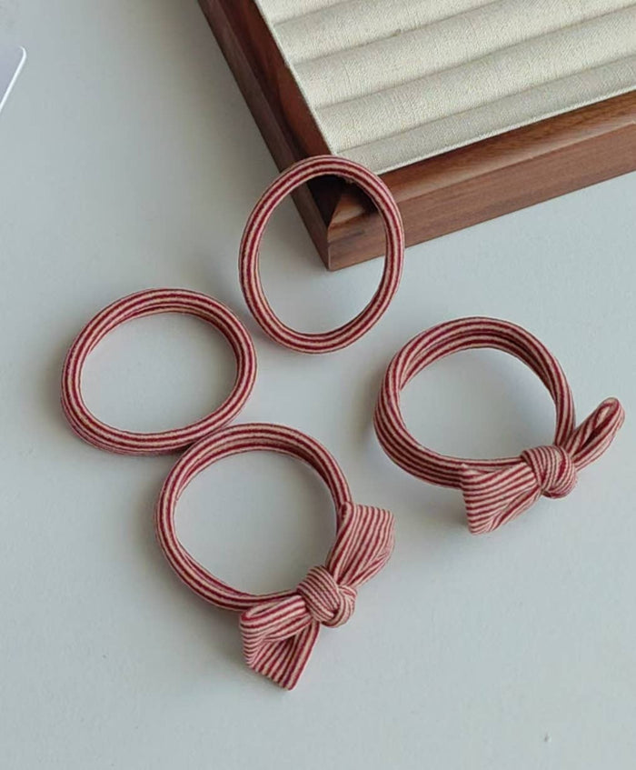 Red Striped Bow Seamless Hair Ties - Olita Gifts & Goods