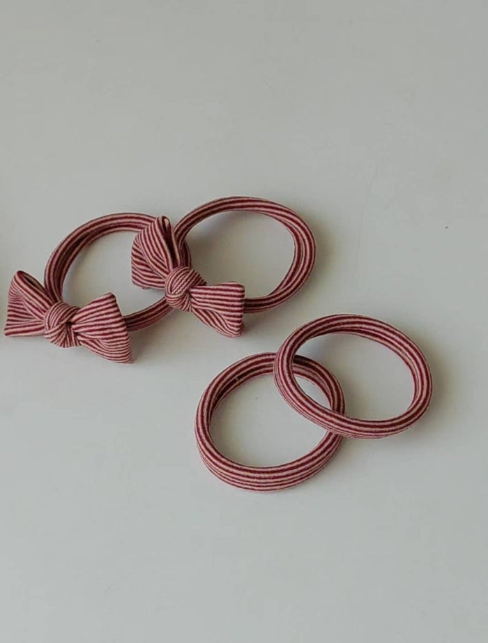 Red Striped Bow Seamless Hair Ties - Olita Gifts & Goods