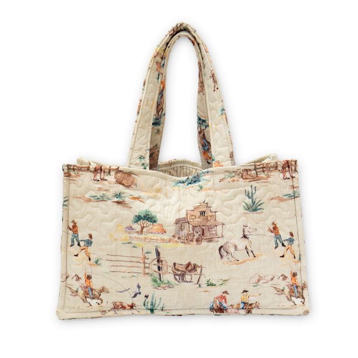 Retro Cowboy Quilted Tote Bag #QTB316