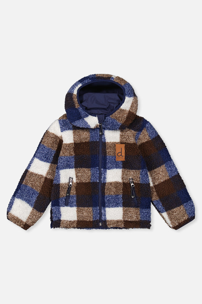 Reversible Mid-Season Jacket Dark Blue And Brown-1