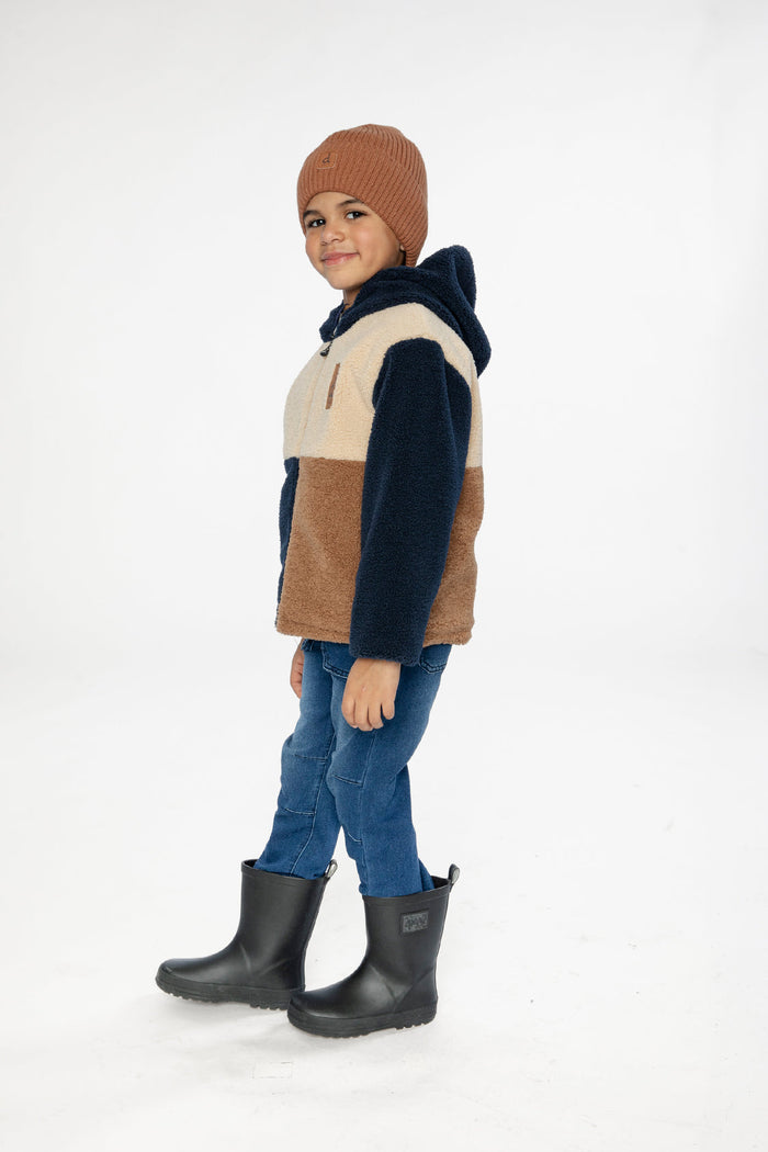Reversible Mid-Season Jacket Dark Blue, Beige And Brown-2