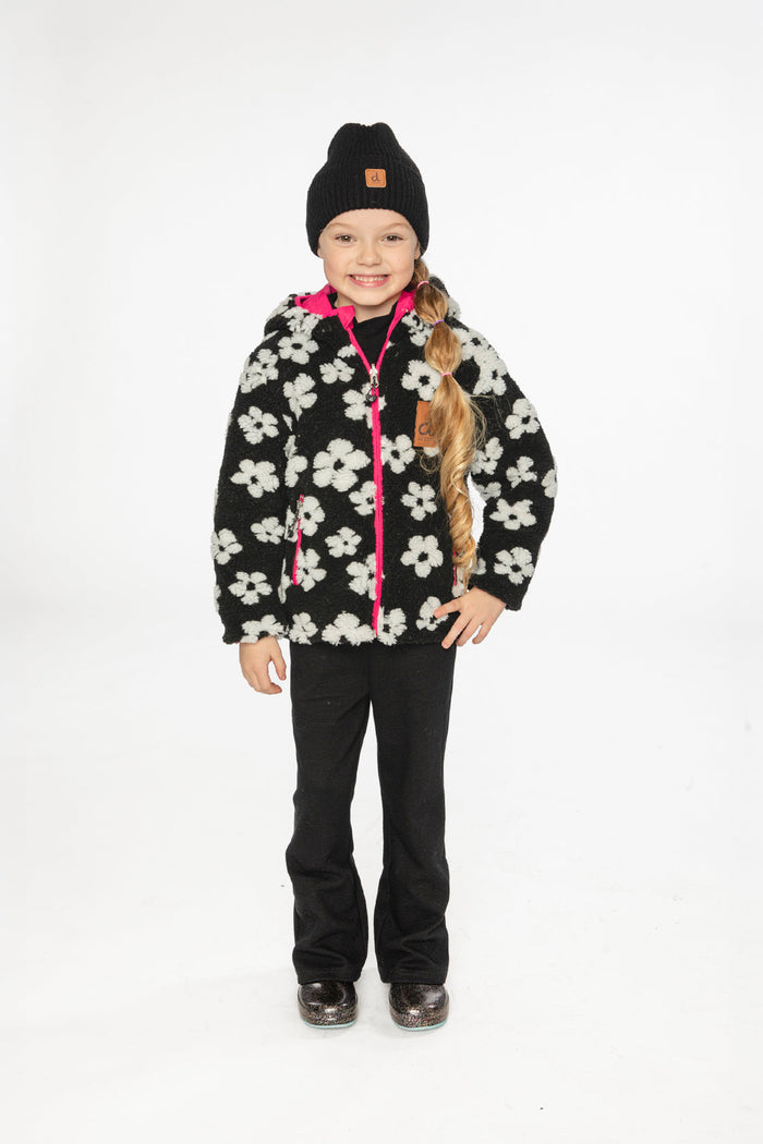 Reversible Mid-Season Jacket Pink And Black Printed Flowers-1