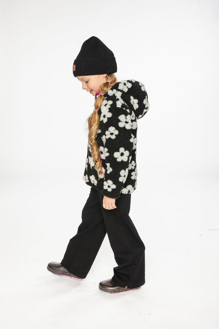Reversible Mid-Season Jacket Pink And Black Printed Flowers-2