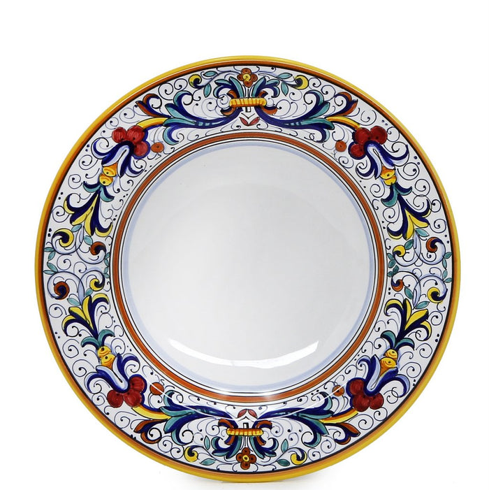 RICCO DERUTA DELUXE: Pasta/Soup Rimmed Bowl Plate (White Center)