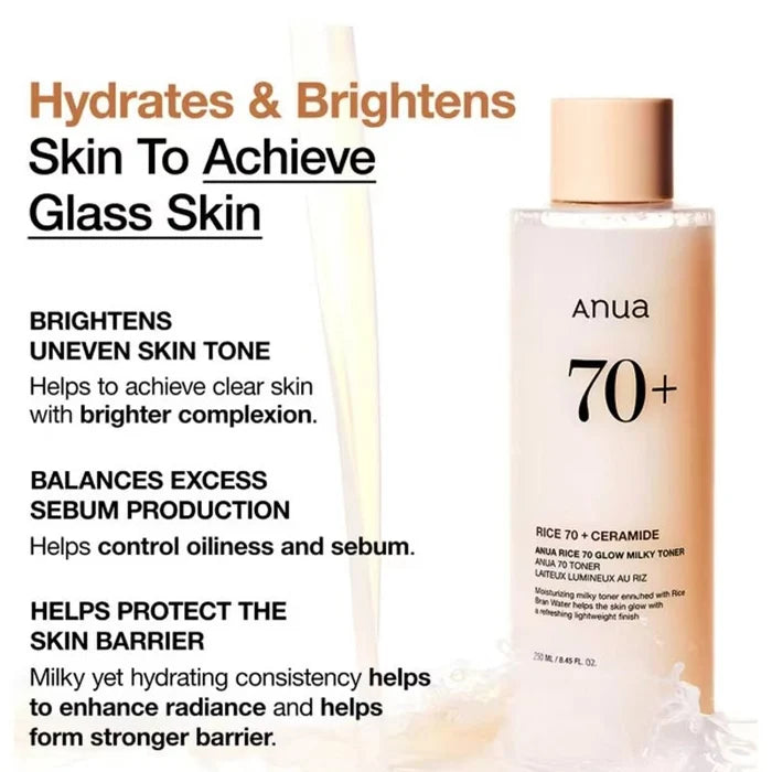 Rice 70 Glow Hydrating Milky Essence Toner Radiant Skin - 250ml